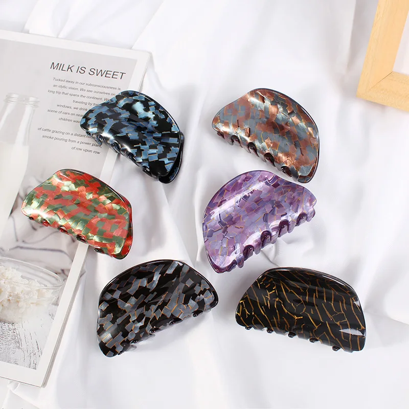 3.34 inch Acrylic Sheet Dumpling Shape Hair Claw for Women Girls Mid Size Stoving Varnish Hair Clamps Hairpins Hair Accessories