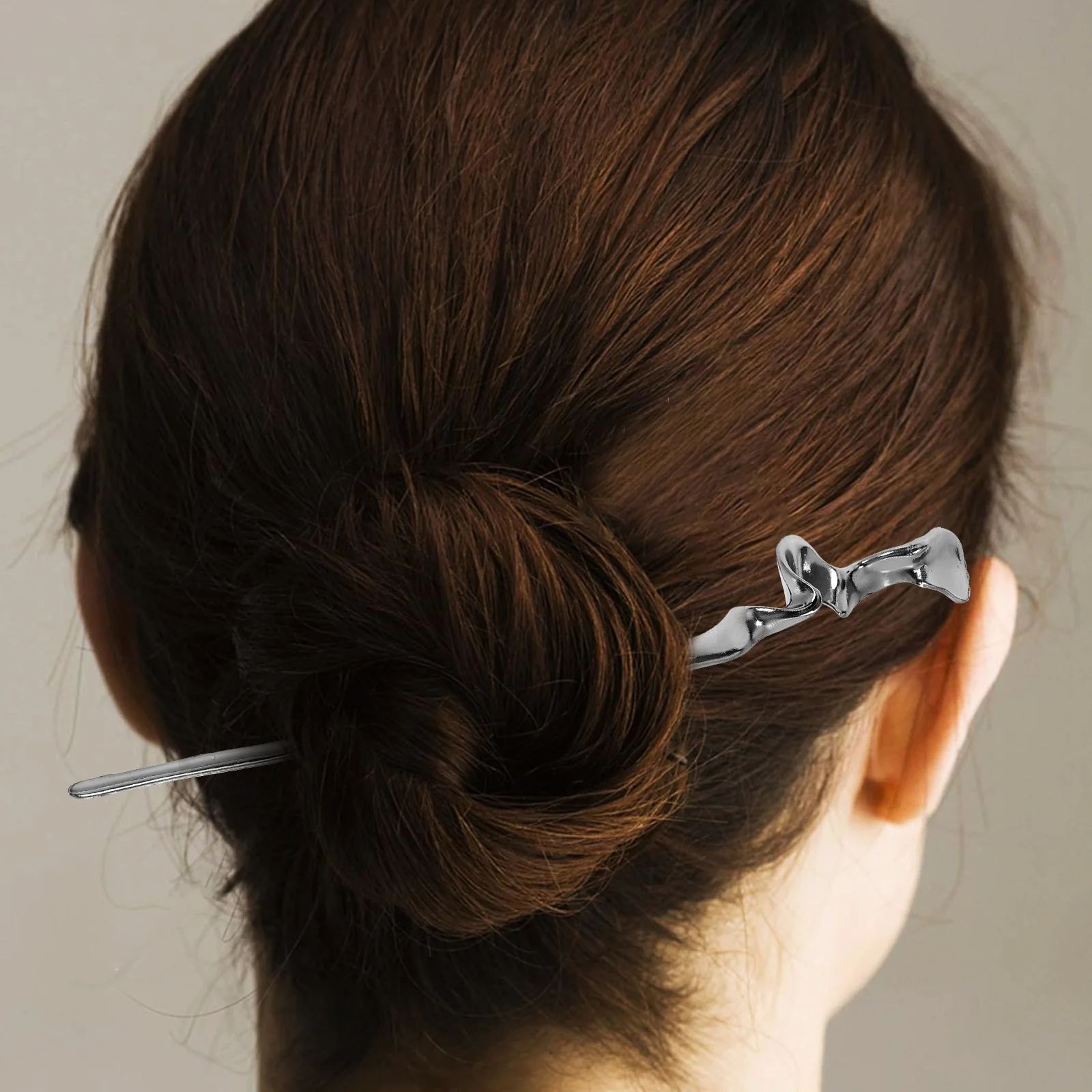 

2pcs Metal Chopsticks Geometric Mirror Design Vintage Barrettes Zinc Alloy Chinese Accessories Elegant Wedding Banquet for Long