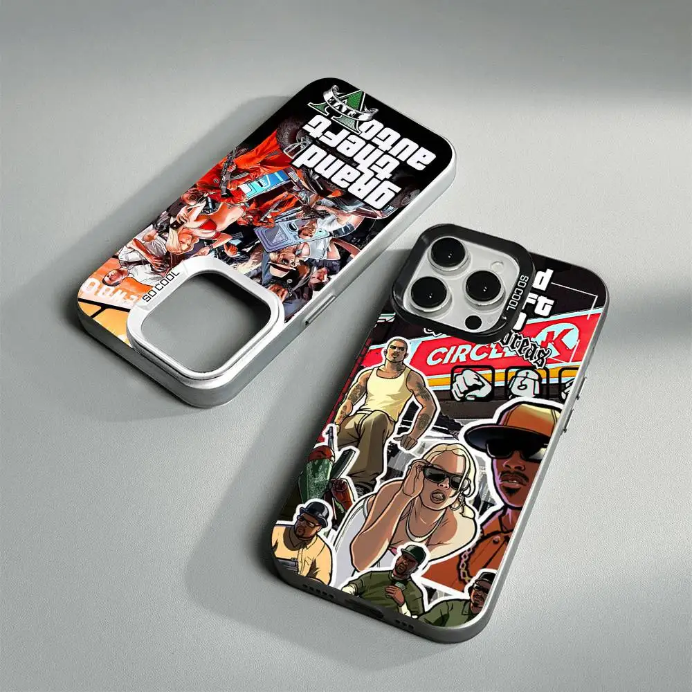 Funda de Teléfono con Diseño de Juego G-Grand T-Theft Auto para iPhone 17 16 15 14 13 12 11 Pro Max Plus, Color Mate