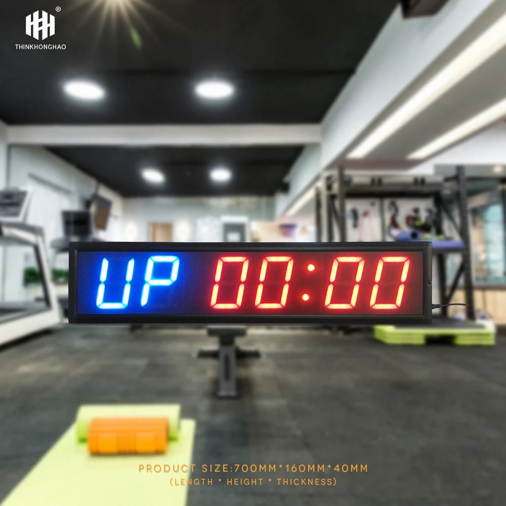 Hong Hao multi functional 6-bit 4-inch 2-blue 4-red led fitness timer electronic boxing training hall timer
