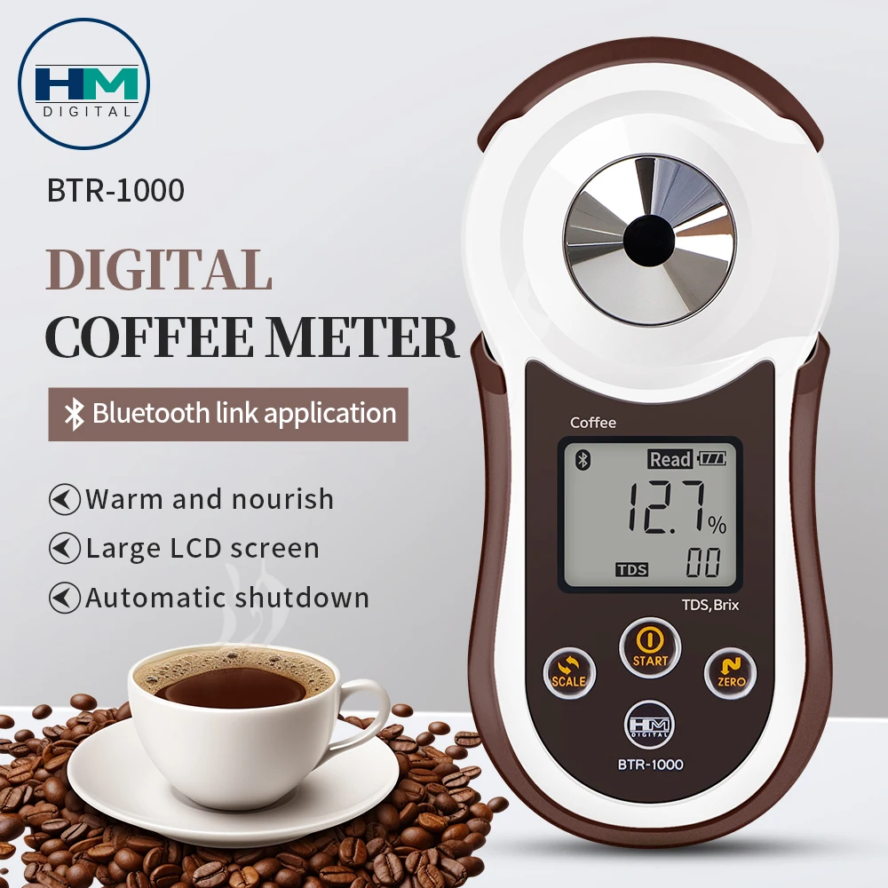 

Bluetooth Coffee Concentration Meter Digital Backlight Concentration Tester Auto Temperature Compensation Brix TDS Detector