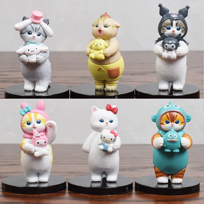 Mofusand tubarão gato cos sanrio caixa cega kuromi cinnamoroll minha melodia personagem figuras brinquedo ornamentos bonecas fãs crianças presente