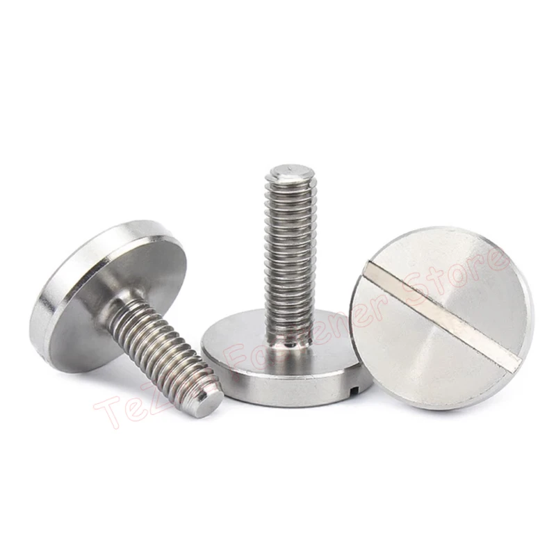 M2 M2.5 M3 M4 M5 M6 304 Stainless Steel One-Word Slotted Flat Head Screw Large Round Disk Bolt THumb Screw Length 3-40mm