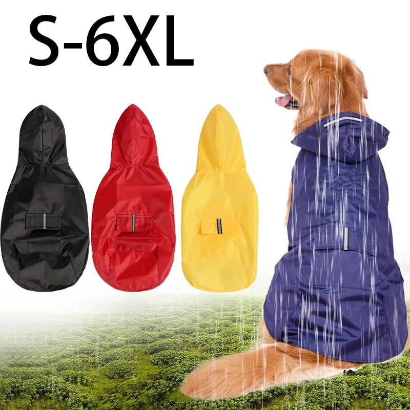 Impermeável Dog Raincoat com listra reflexiva, Hoodie Jacket, Rain Poncho, Pet Rainwear, Outdoor Dogs Acessórios