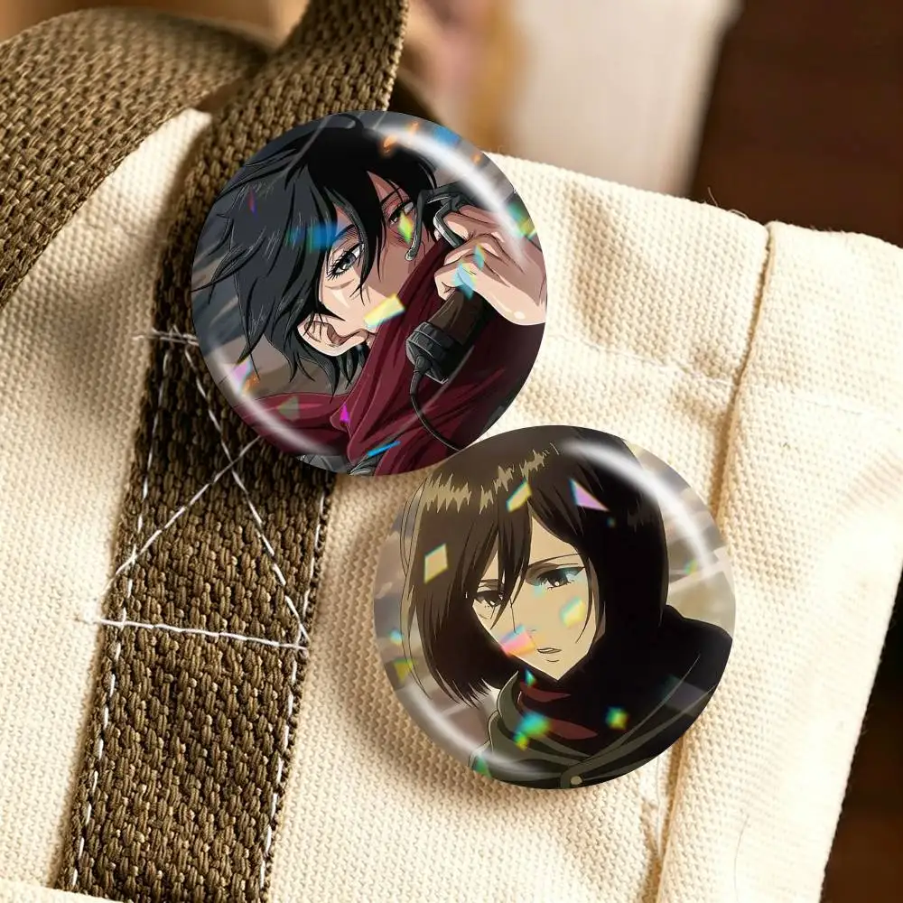 A-Attack on Titan Mikasa Ackerman 25mm 32mm 44mm 58mm 75mm Brooches Badges Pins for Accessories Gift