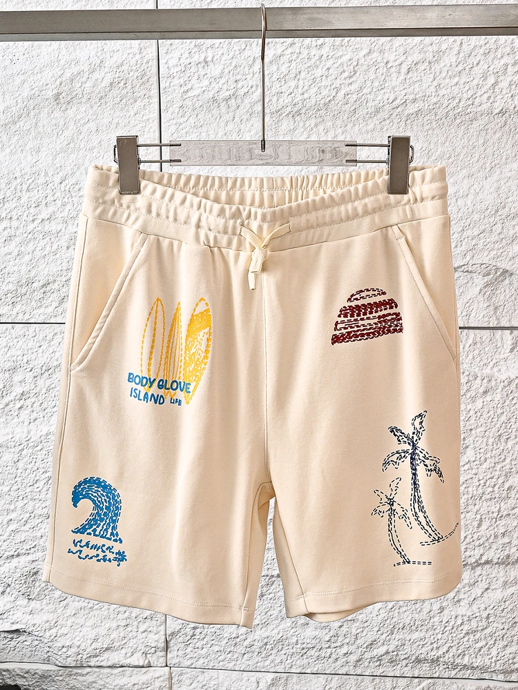 

Summer Men's Sporty Casual All-Match Five-Point Pants Short Shorts Fun Print Cotton Blend Fabric Breathable Straight Leg Fit