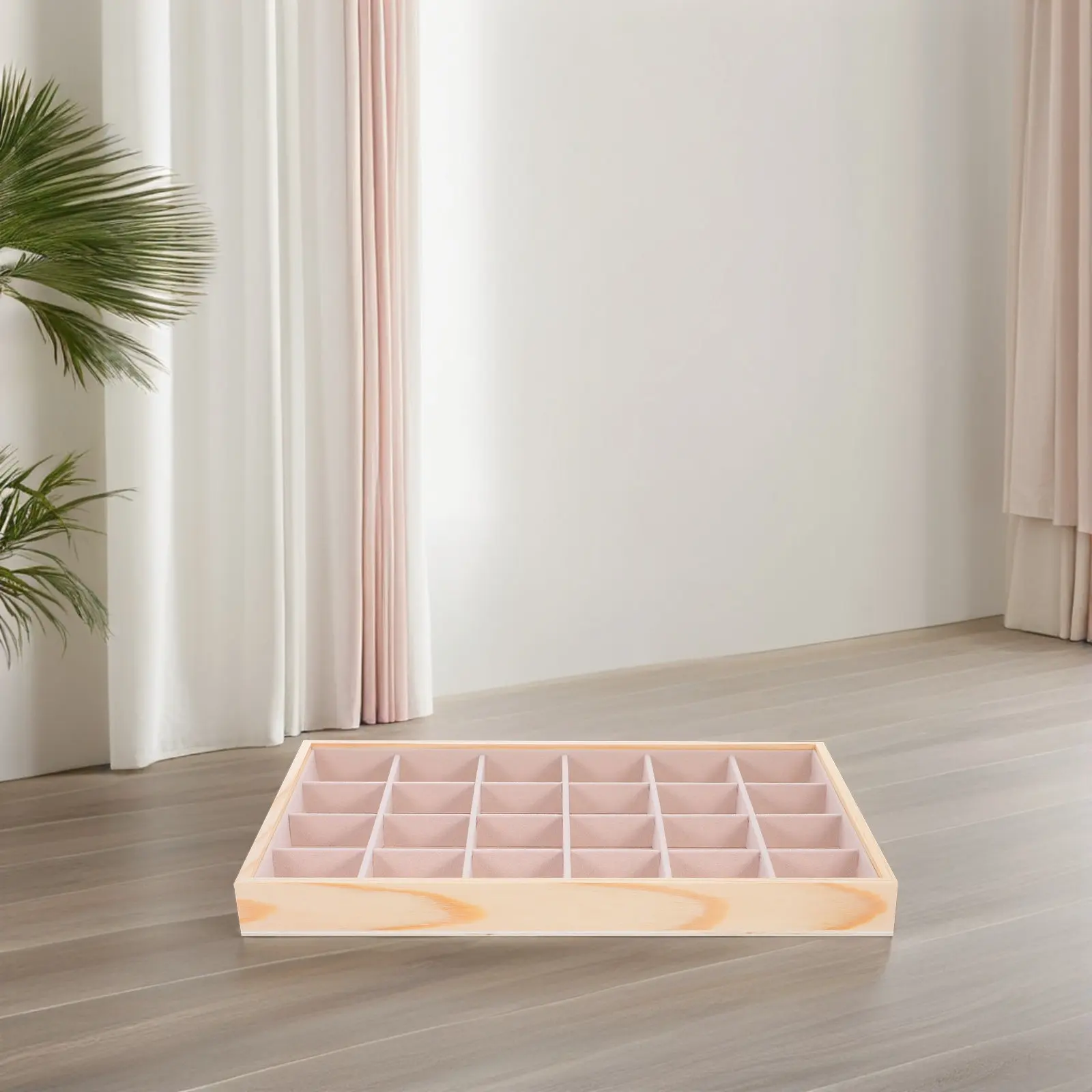 Wooden Jewelry Organizer Tray Solid Wood Construction Compartments for Rings Necklaces Bracelets Earrings Display Live Streaming