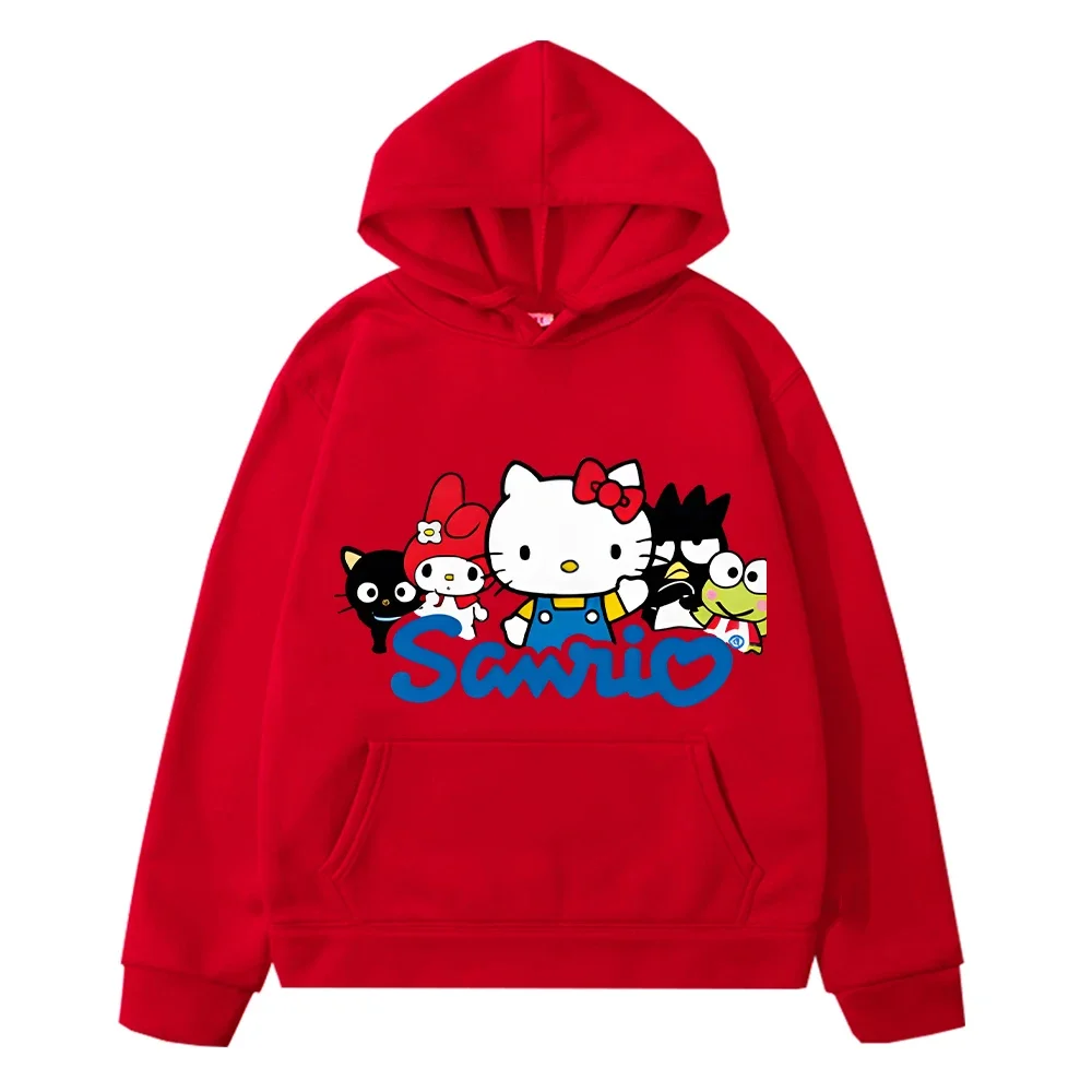 Sanrio Kawaii anime hoodie Autumn sweatshirt boy pullover y2k sudadera hello kitty Print hoodies Fleece jacket kids clothes girl