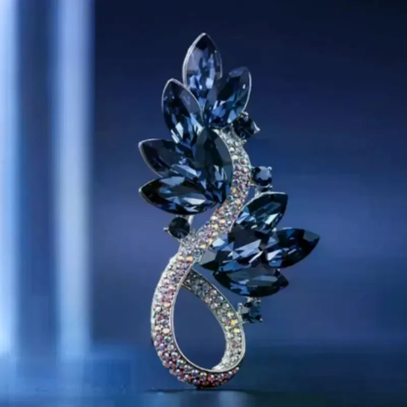 Fashion Luxury Rhinestone Personalized Crystal Brooches Women Clothing Coat Accessries Gifts