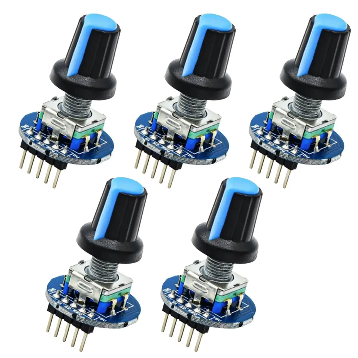 ABAN 5PCS EC11 Rotary Encoder Module 5V Push Button Switch 360 Degree Rotation for DIY Projects with Knob Cap
