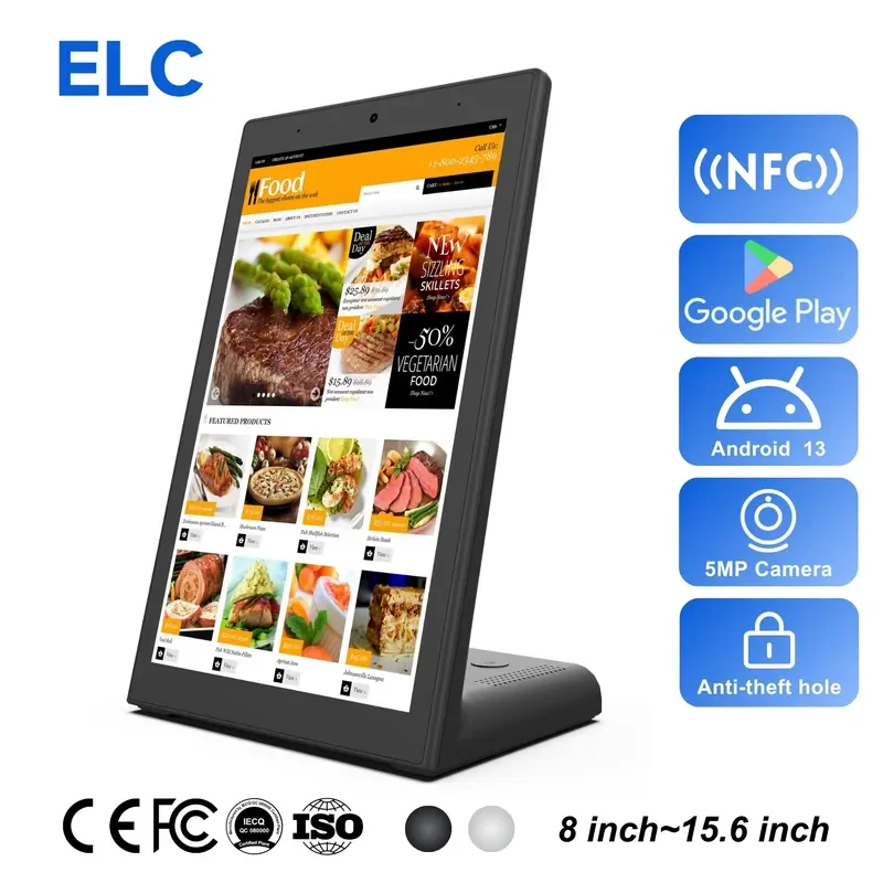 BOLRZO 10.1-Inch Restaurant Order Pavilion Tablet Touch Screen NFC Tablet Android 13 2 + 16GB Pos L-Type Tablet