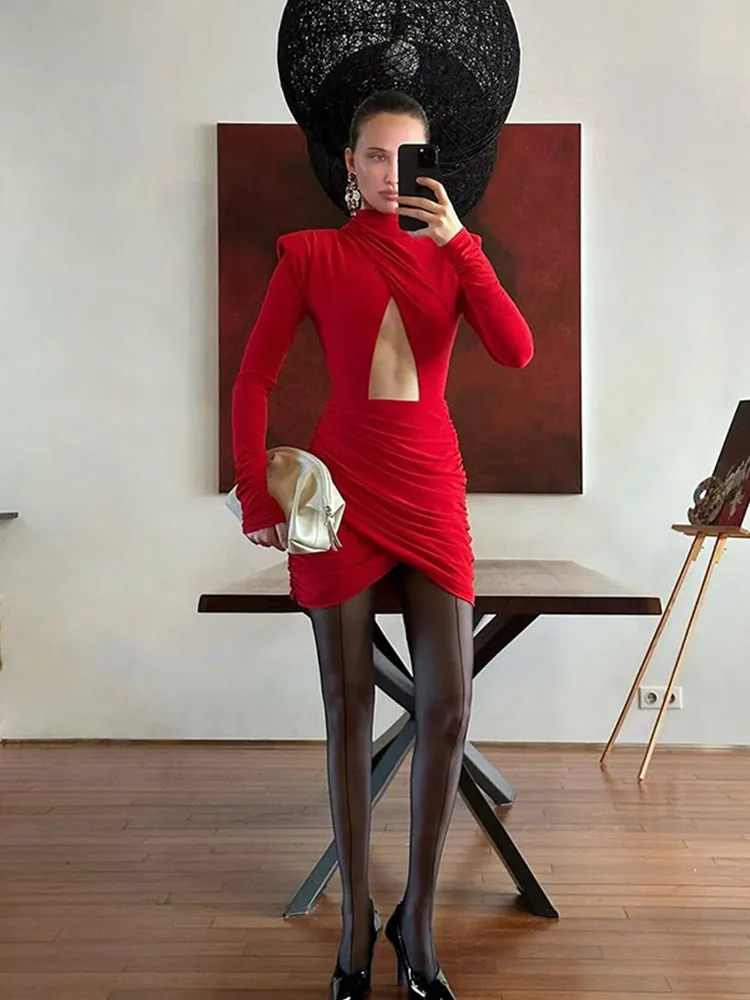 فستان ماكسي أسود مثير بفتحات واسعة للنساء بأكمام طويلة وخصر عالي فساتين طويلة ضيقة للسيدات لصيف 2025 رداء للحفلات المسائية