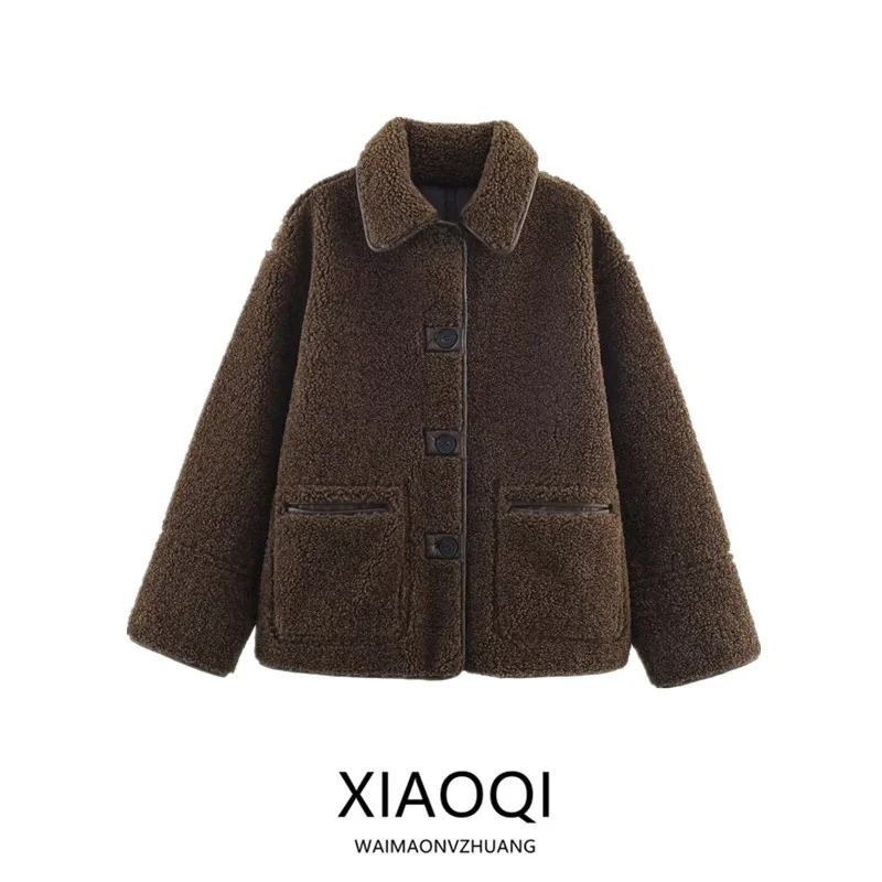 

Двустороннее женское пальто для пригородных поездок, новинка осени 202, универсальная верхняя одежда Faion, длинная женская одежда на пуговицах