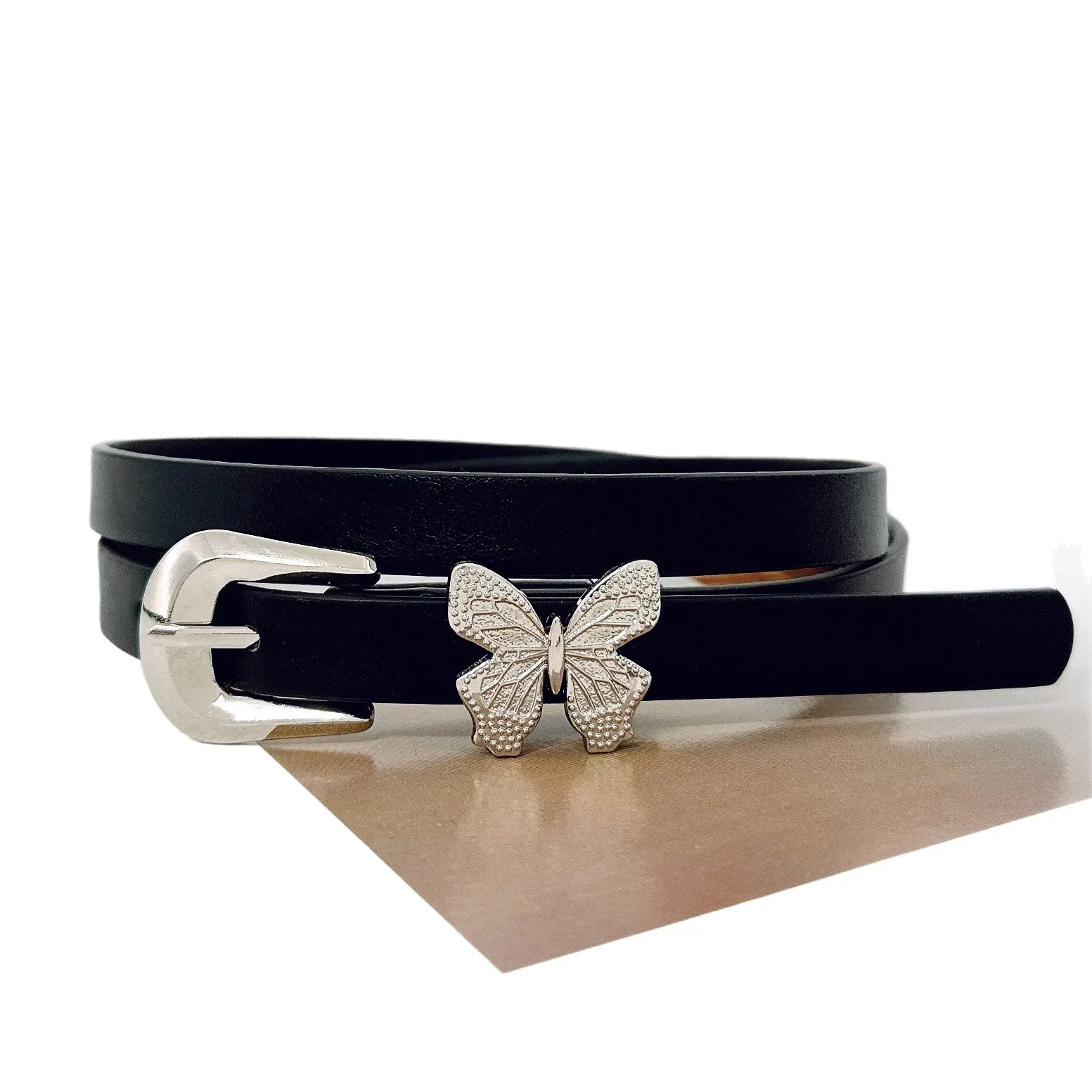 Sweet Girl Style Belt Women's Fashionable Korean Version Leather Belt Butterfly Decorated Dress Waist Belt Versatile And Cute