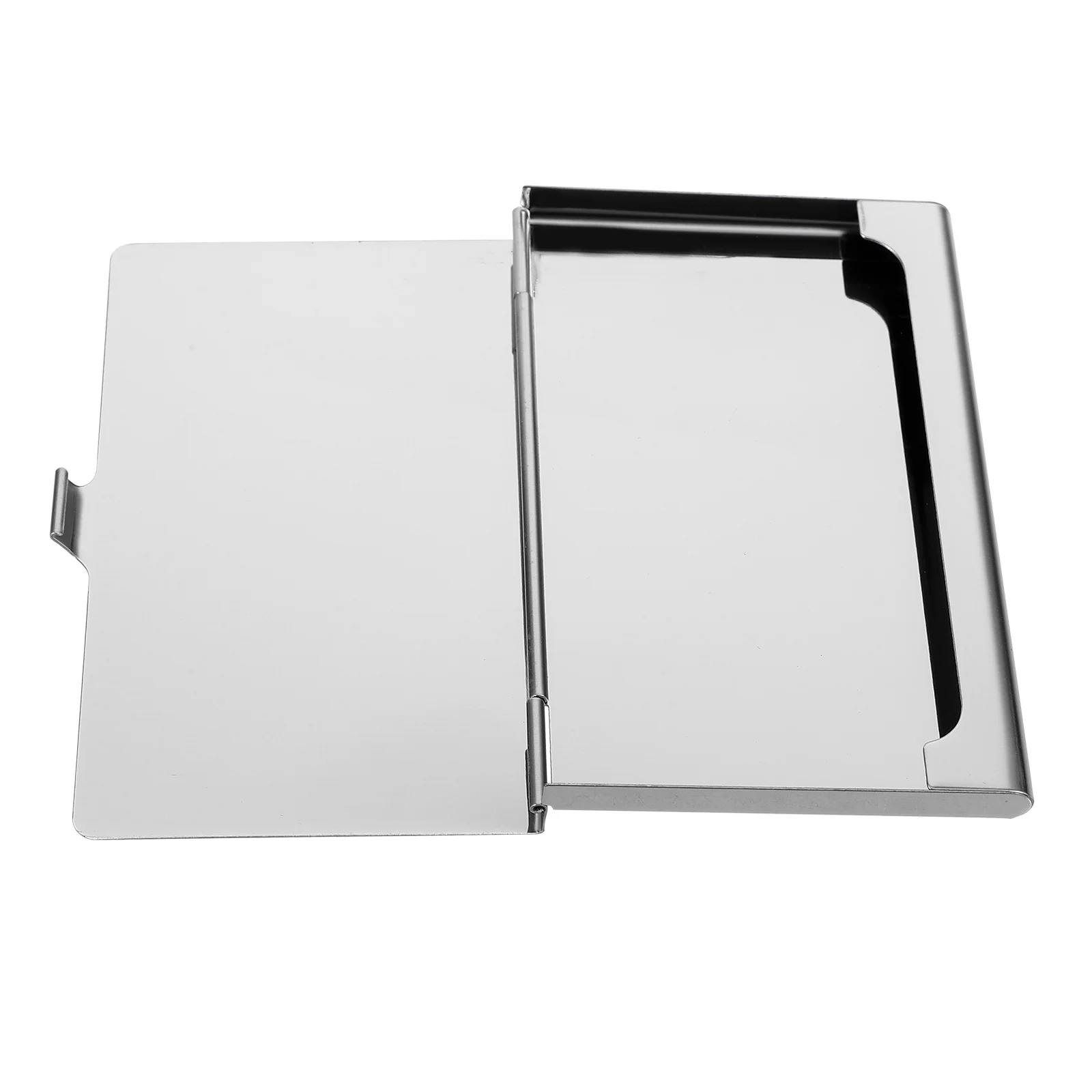 حافظة حامل بطاقات عمل من الفولاذ المقاوم للصدأ باللون الفضي، محمولة رفيعة وصغيرة الحجم، منظم اسم الائتمان، محفظة جيب، محفظة معدنية للأعمال #1