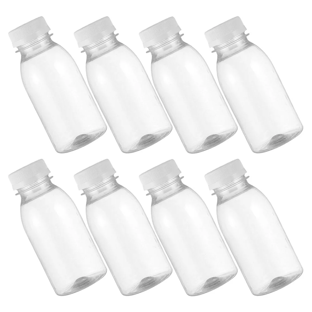 8 Pcs Milk Bottle Empty Water Bottles with Lids for Fridge Portable Clear Containers Mini