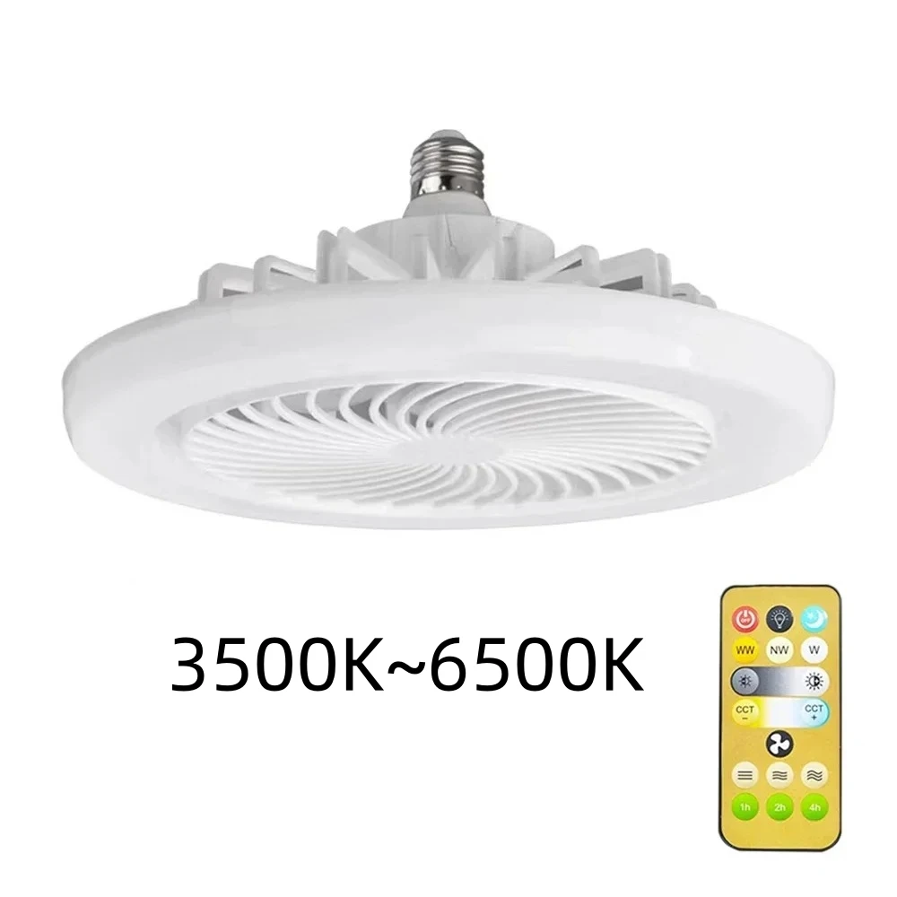 Ceiling fan lamp with remote control and three-speed E27 lighting base replacement suitable for bedroom and kitchen AC85-265V