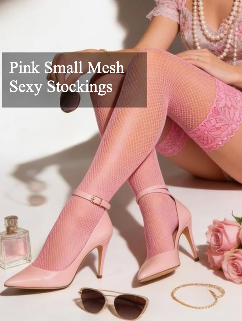 

XIANGSHANGIRL Pink Princess Stockings European Non-slip Silicone Socks Small Mesh Over Knee Hosiery Sexy Stockings for Women
