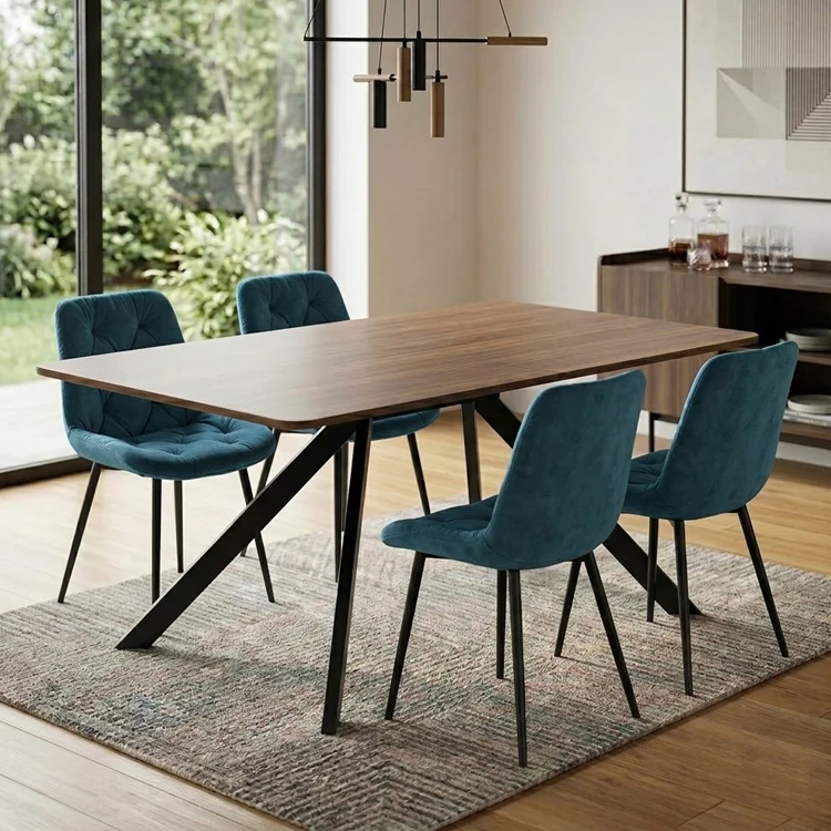 Free Sample Luxury Contemporary Modern Mdf Large Indoor 4 Seats Rectangular Top Furniture Dining Table With 6 Chairs