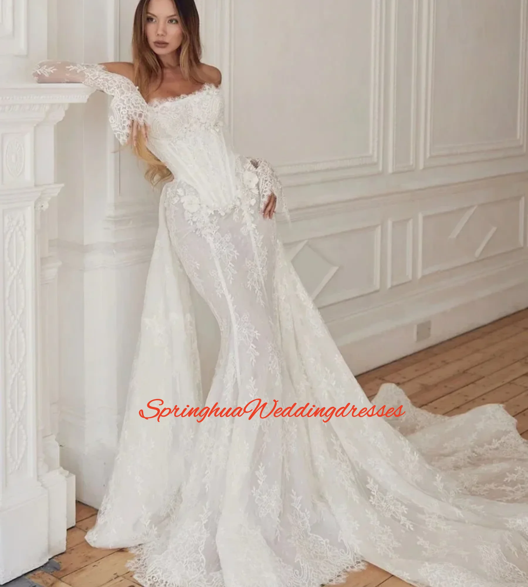 Customized Elegantes Sexy Vestidos De Novia Lujo Encaje Corte Desmontables Curvy Corset Wedding Dress Vestidos De
