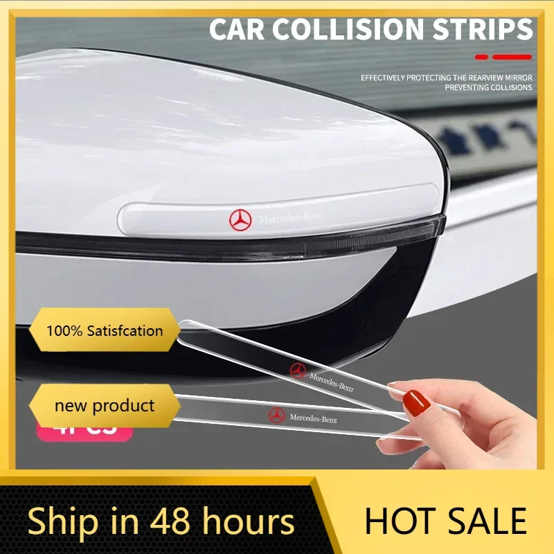 

，4pcs Transparent Anti-collision Strips Silicone Car Door Scratch Protection Sticker For Mercedes Benz A B C S Class AMG GLA