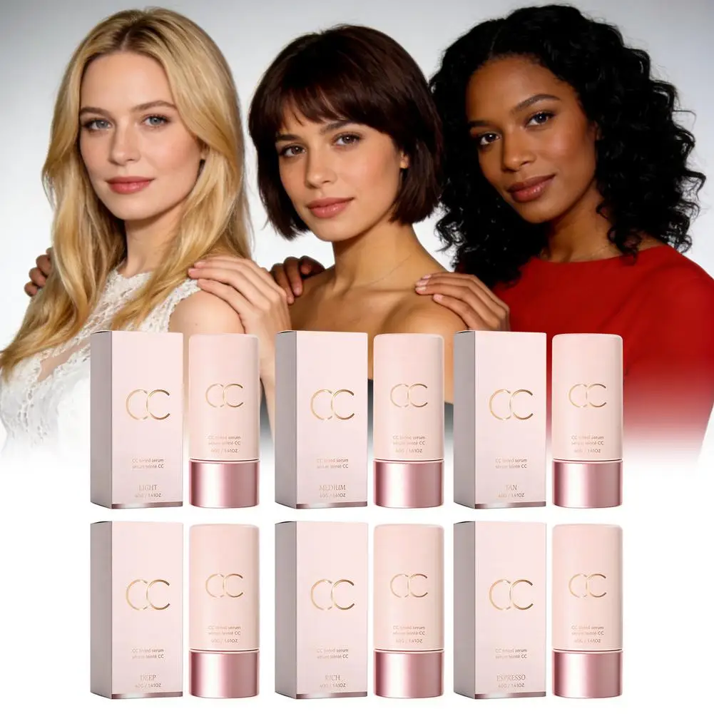 CC Cream Cover Blemishes Redness Glow Face Makeup Matte Natural Finish Lightweight Invisible Color-Correcting Tinted Serum 40g