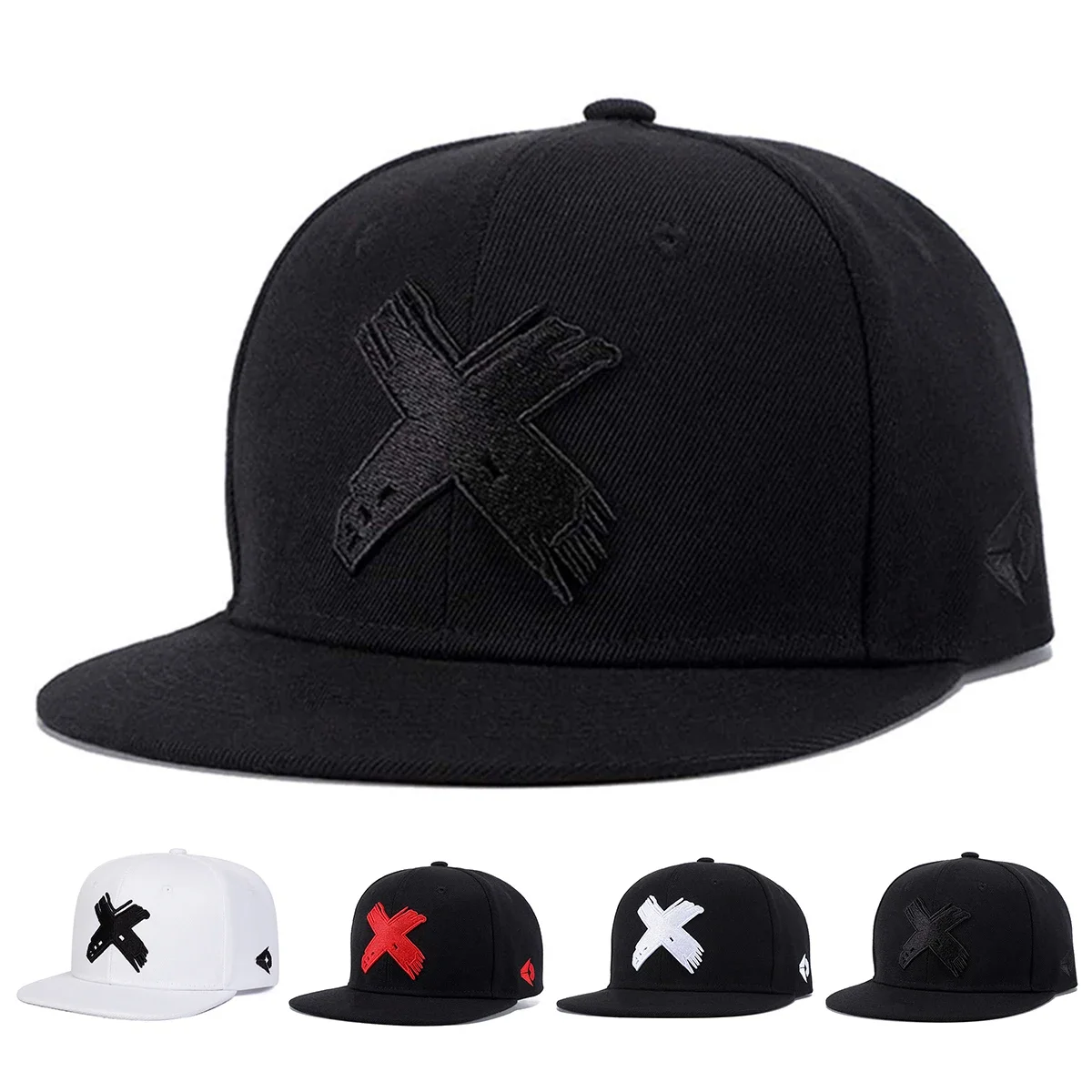 Unisex X Letter Embroidery Hip-hop Hats Spring Autumn Adjustable Casual Snapback Baseball Caps Outdoor Sunscreen Hat