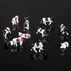 10pcs 1:87 Model Cattle HO Scale Model Train Building Layout Painted Animal Figures Horse Model 20mm For Train House Multicolor