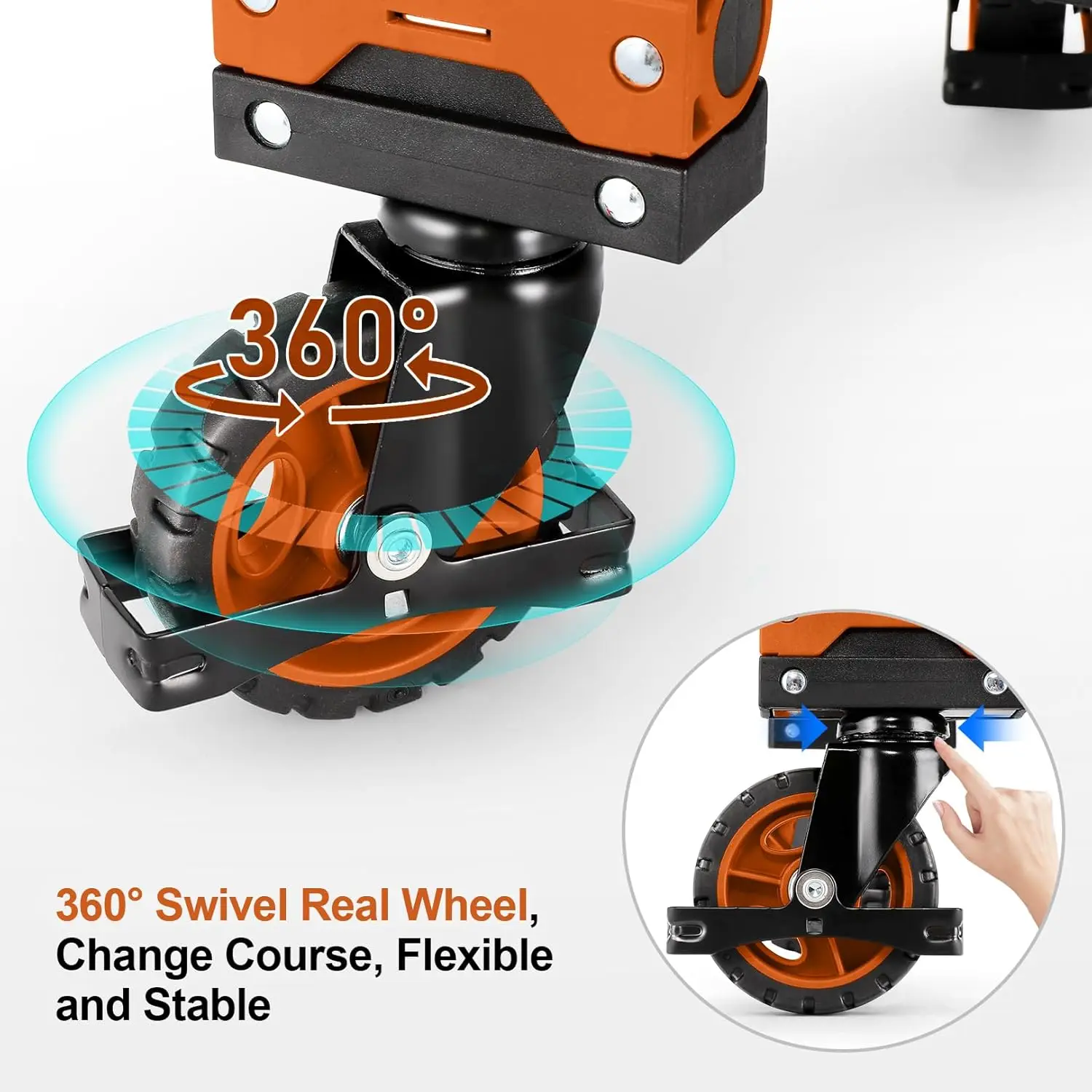 330 رطل شاحنة يدوية قابلة للطي دوللي متحركة، شاحنات يدوية مجموعة شديدة التحمل مكونة من 4 عجلات وعجلتين عربة دوللي قابلة للتحويل (برتقالي) #5