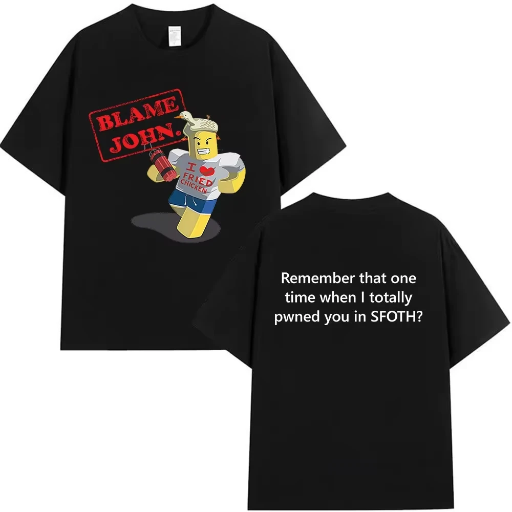 Lustiges Blame John Meme T-Shirt mit Shedletsky Forsaken Aufdruck, Kurzarm-T-Shirts für Männer und Frauen, Lässiges Baumwoll-T-Shirt von hoher Qualität – Detail 3