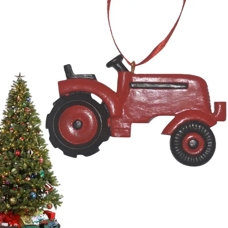 Tractor Ornaments For Christmas Tree Resin Farm Decorations Tree Hanging Ornaments Farmhouse Xmas Holiday Home Decor Supplies