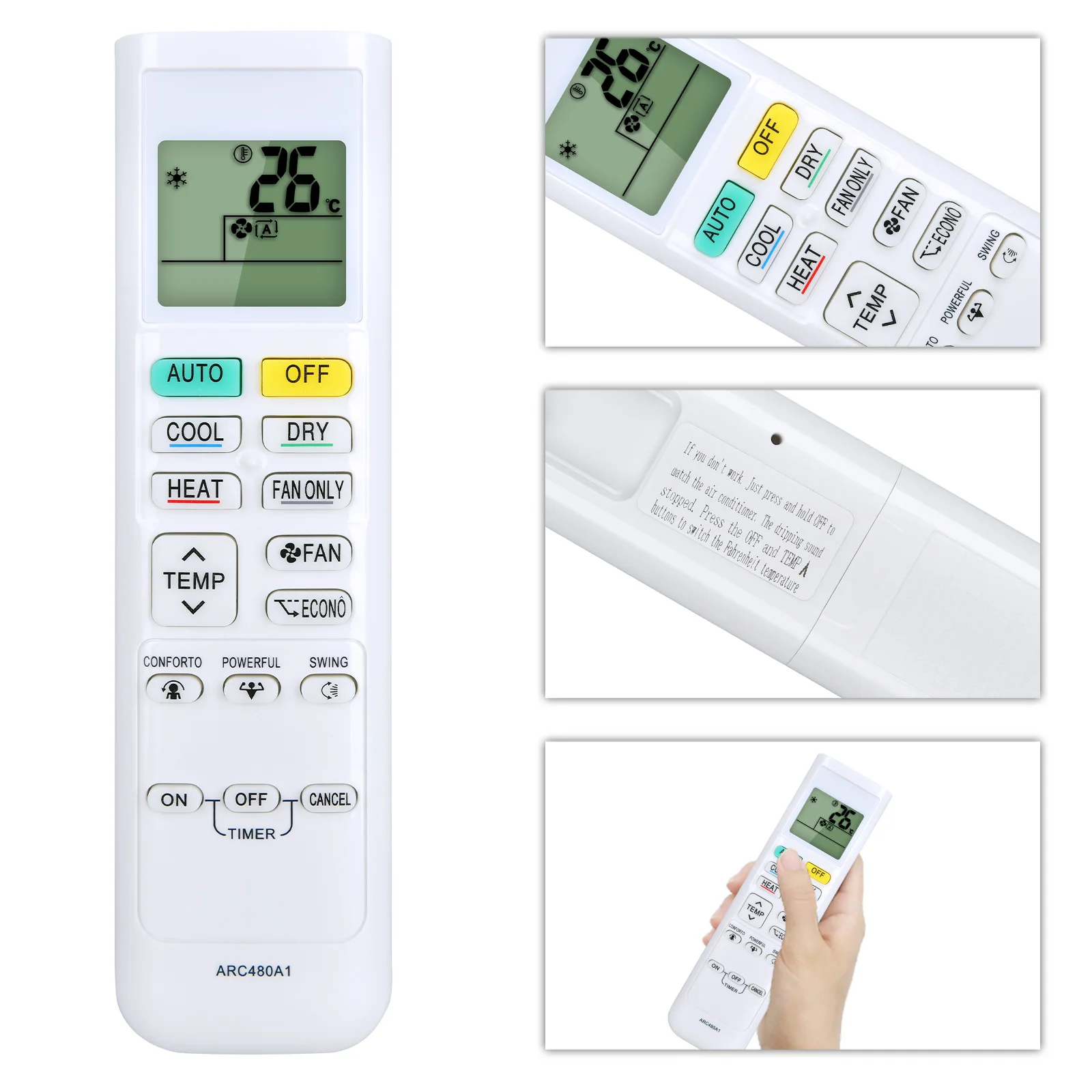 جهاز تحكم عن بعد بديل لمكيف هواء دايكن ، وحدة تحكم ، ARC480A11 ، ARC480A1 ، ARC480A13