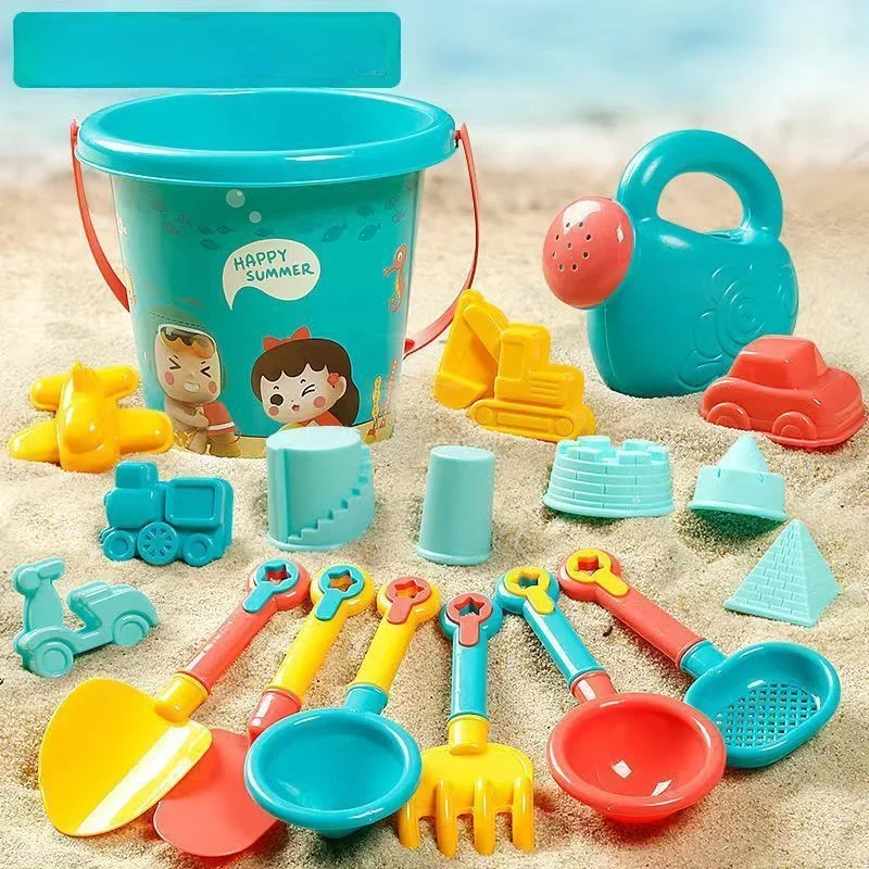 

18PCS Summer Children Beach Toys Set Cartoon Bucket Shovel Silicone Sandbox Accessories Bag Summer Outdoor Sand Water Toys