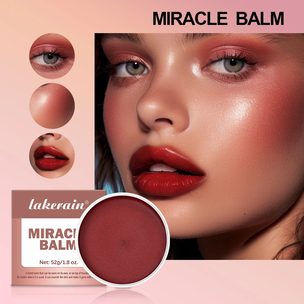 Lakerain Miracle baume crème multi-usages visage fard à joues ombre à paupières rouge à lèvres améliore l'hydratation de la peau élasticité visage cosmétiques