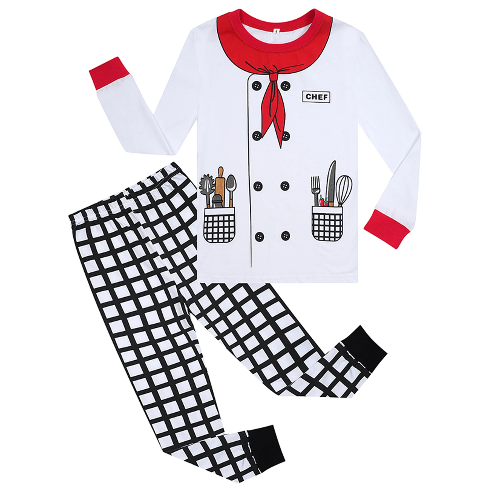 Kids Chef Costumes Cook Outfits Sets Child Halloween Kitchen Uniform Pajamas Clothes Carnival Cosplay Clothing