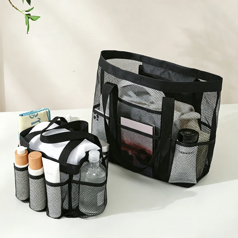 Storage Bag Mesh Handbag Transparent Shopping Bag Swimming Mesh Gym Bag Large Capacity Beach and Sand Bag for yoga and Fitness