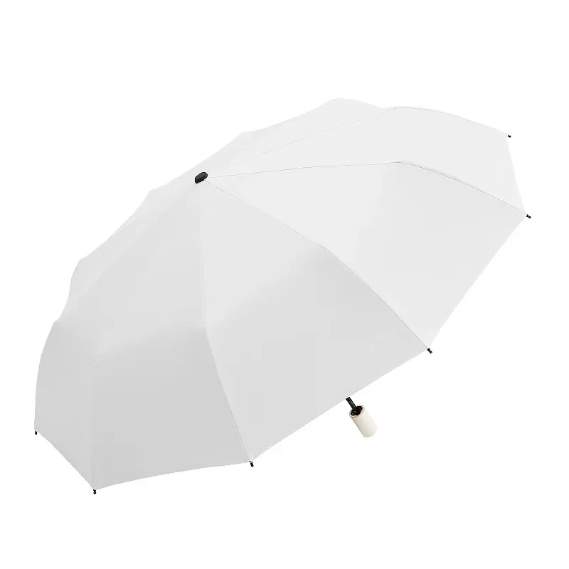 High Quality Automatic Umbrella Rain Women Three-folding Umbrella Windproof Pure Color Umbrella Female Waterproof parasol