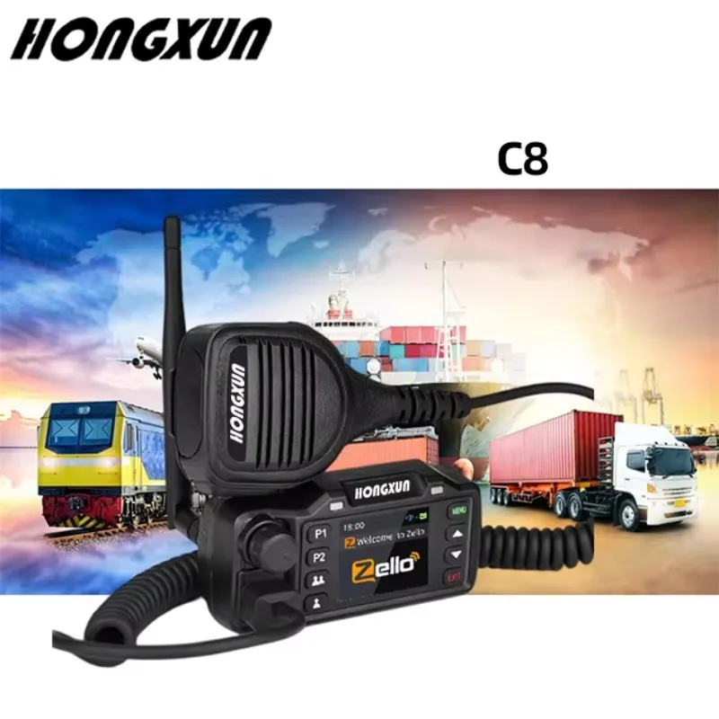 HX-C8 New Zello Mini Car Android 4G POC Wireless GPS SOS Bluetooth WiFi Long Ran 5000KM 30W Amateur Mobile Walkie Talkie Feature