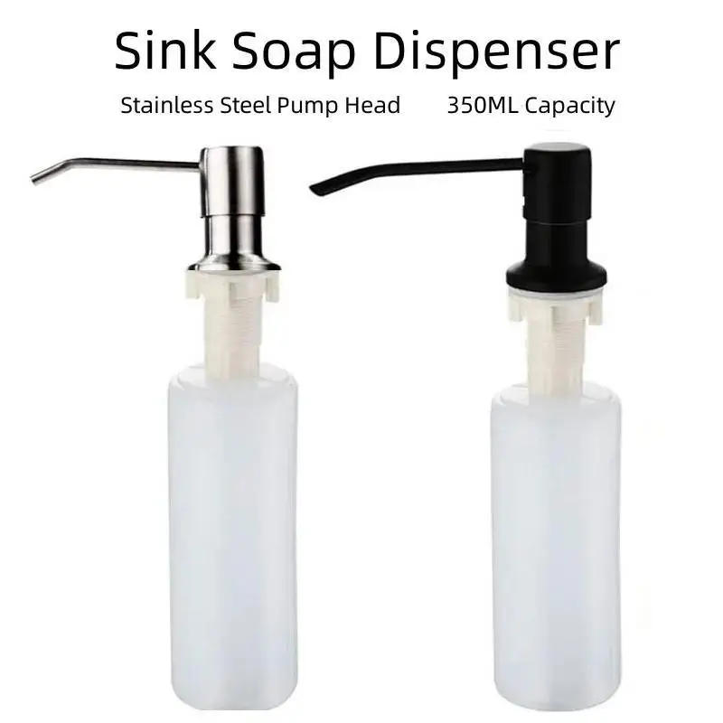 Kitchen Sink Countertop Press Pump Apparatus 350 Ml Stainless Steel Reusable Pump Head Liquid Bottle Sink Pump