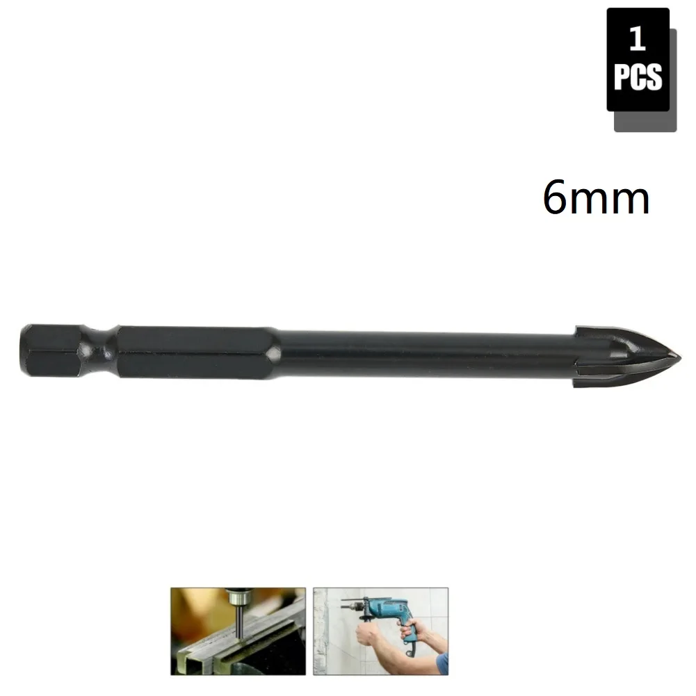 1pc Cross Hex Tile Bit Glass Ceramic Concrete Hole Opener Alloy Triangle Drill Multi-function Drill Bit 4 5mm 6mm 8mm 10mm 12mm