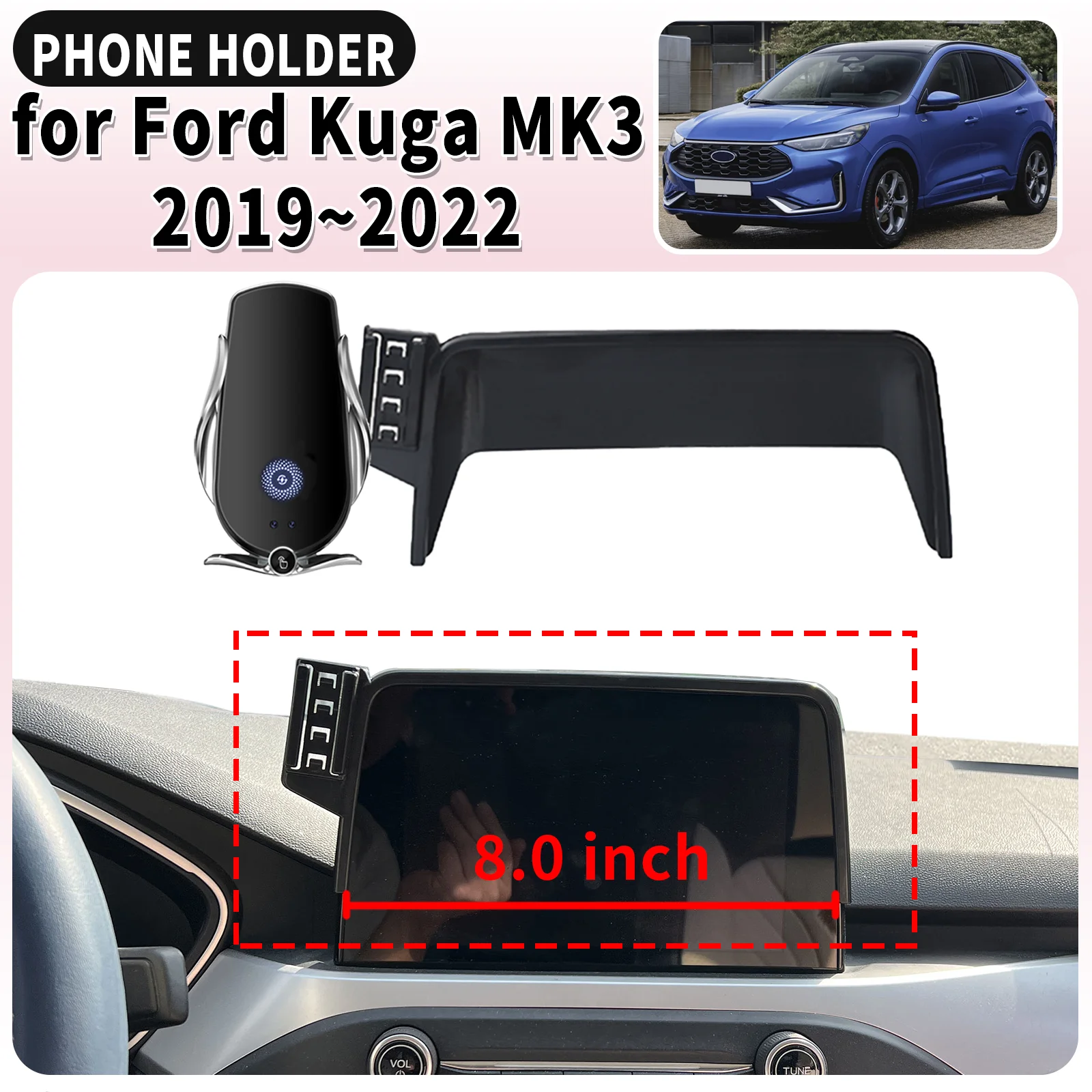 

fit for Ford Kuga MK3 3d 2019-2022 ST-Line (8in) Screen Base Mount Phone Holder Dedicated Clip-On Navigation Bracket accessoires