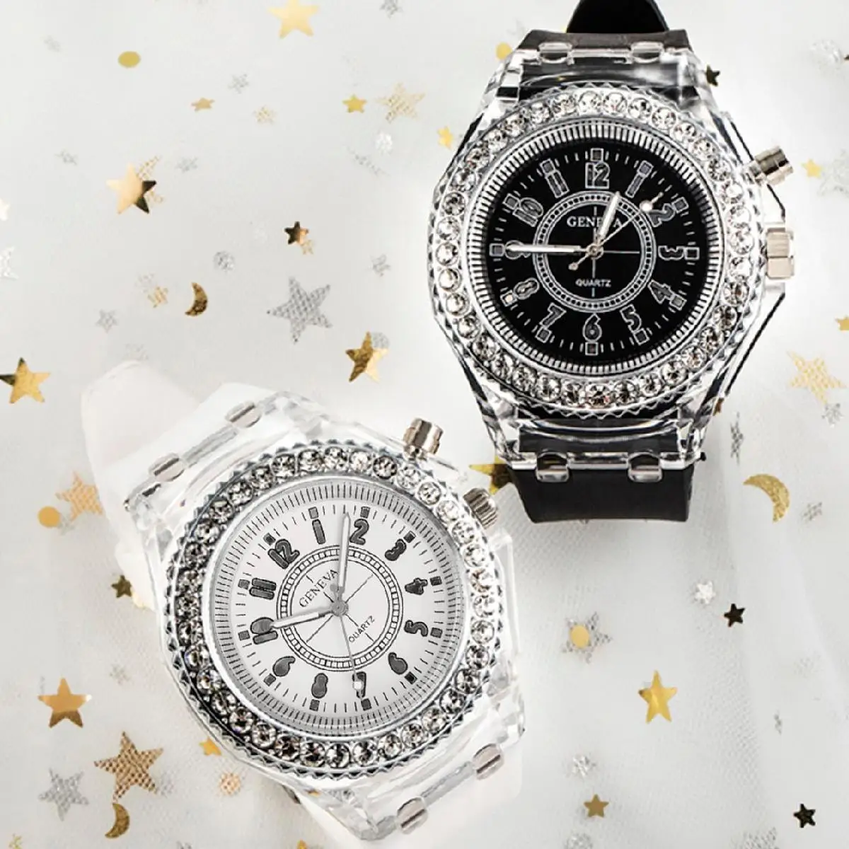 Reloj luminoso 2pcLED Reloj de silicona de moda