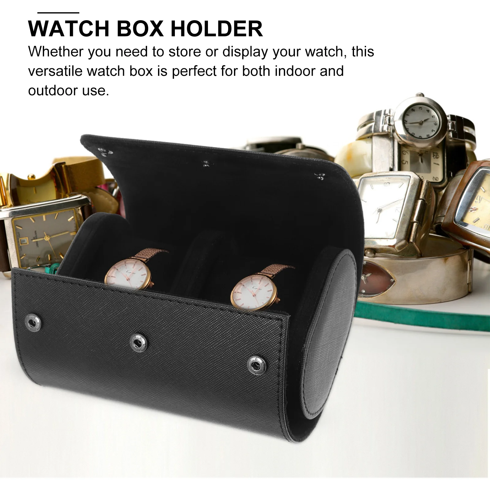 

2 Slots Case Travel Organizer, Watch Storage Box For Men Women, Portable Watch Roll Holder For Travel Home Use