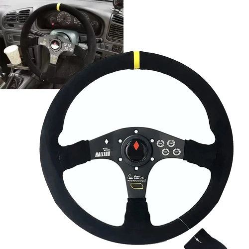 Volante Universal de ante para Mitsubishi, volante de coche deportivo de carreras de 14 pulgadas, JDM, giro Ralliate, 350mm