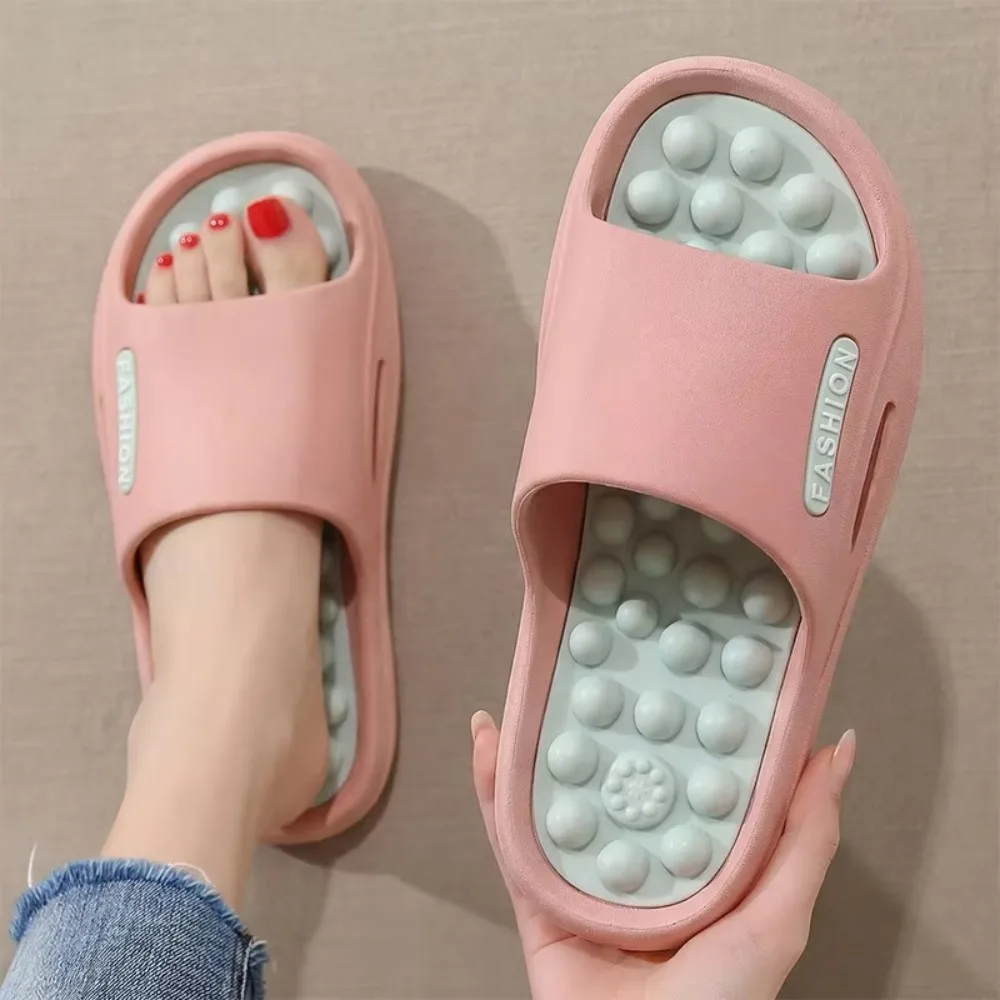 New Hot Non-slip EVA Thick Sole Slippers Summer Style Foot Acupressure Bathroom Slippers Comfort Home Slippers Women Beach Wear