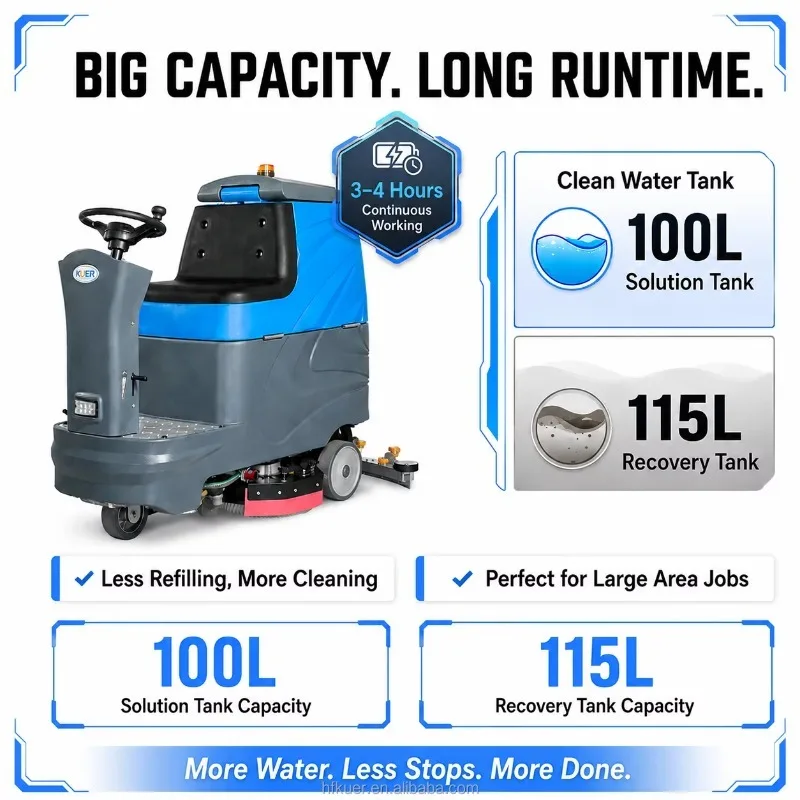 

500W Brush Motor Walk Behind Electric Powered Commercial Floor Scrubber for Floor Washing Cleaning with Long-Lasting Battery