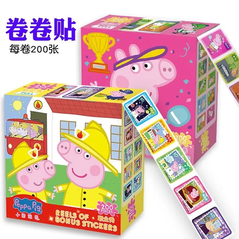 Animation Peppa Pig Sticker for Children 3-6-8 Year Old  Roll Sticker for Kindergarten Cartoon Reward Sticker Toy Gifts