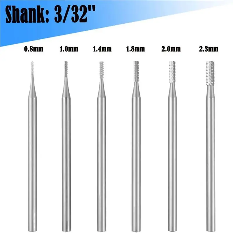 AT29-18Pcs Cylinder Shape Jewelry Burr - 3/32Inch Shank Cylindrical Cross-Cut Burs Lapidary Setting Tools