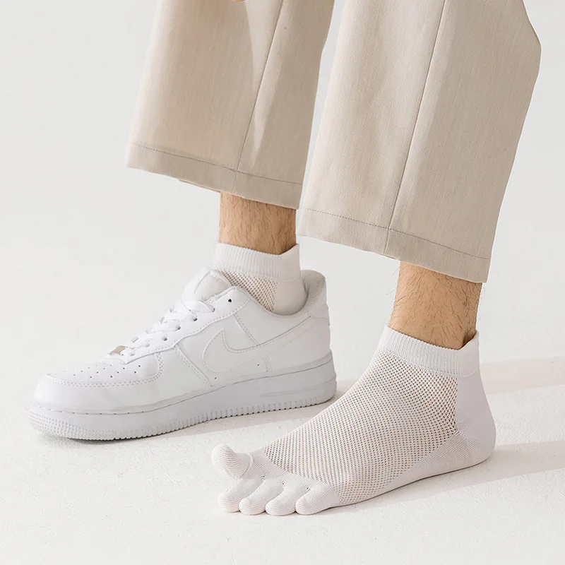 Men's Five-Toe Socks - Summer Pure Cotton Mesh, Thin & Breathable, Toe-Separating Boat Socks-INS Style