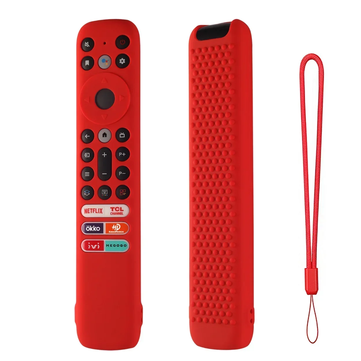 Silicone Remote Control Protective Cover with Lanyard Remote Case Drop-Proof Shell Anti-Slip for TCL RC902V FMR2 FMR4 FMR1